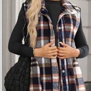 Plaid Sleeveless Vest with Button Closure